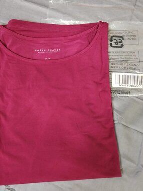 Susan Graver Liquid Knit Top Women's 4X Sweet Merlot Pink 3/4 Sleeve Crew Neck